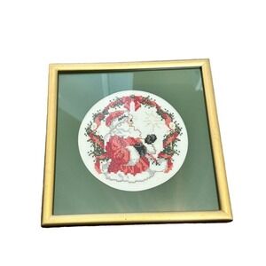 Christmas Santa Cross Stitch Handmade In The Philippines Framed Art 8x8